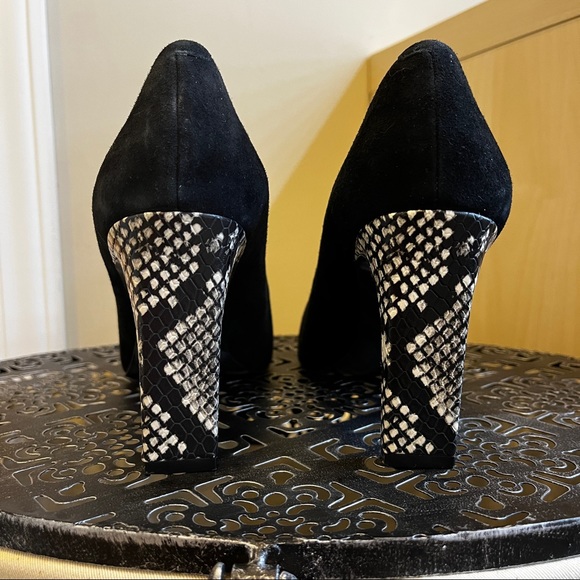 NINE WEST Python Heel Black Suede Shoes - Picture 3 of 4